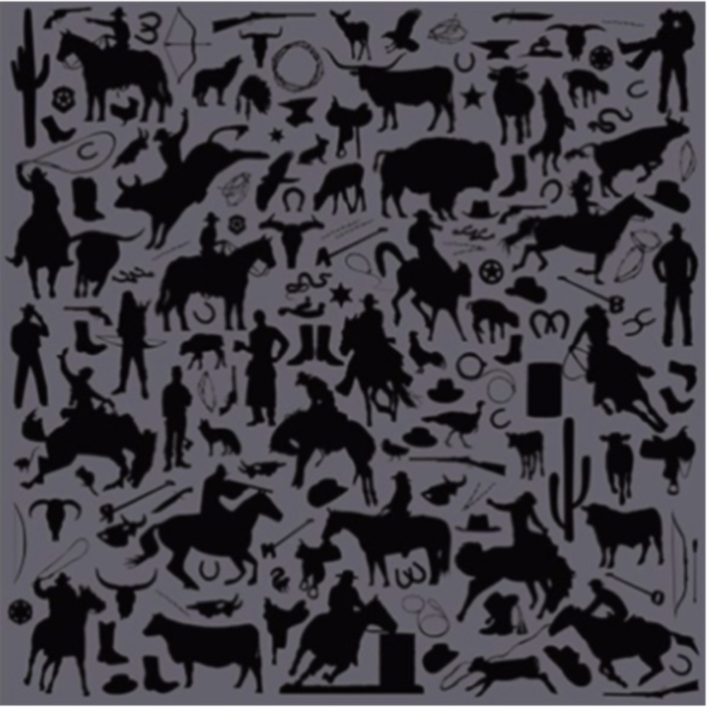 JACQUARD COWBOY SILHOUETTE WESTERN SILK SCARF WILD RAGS